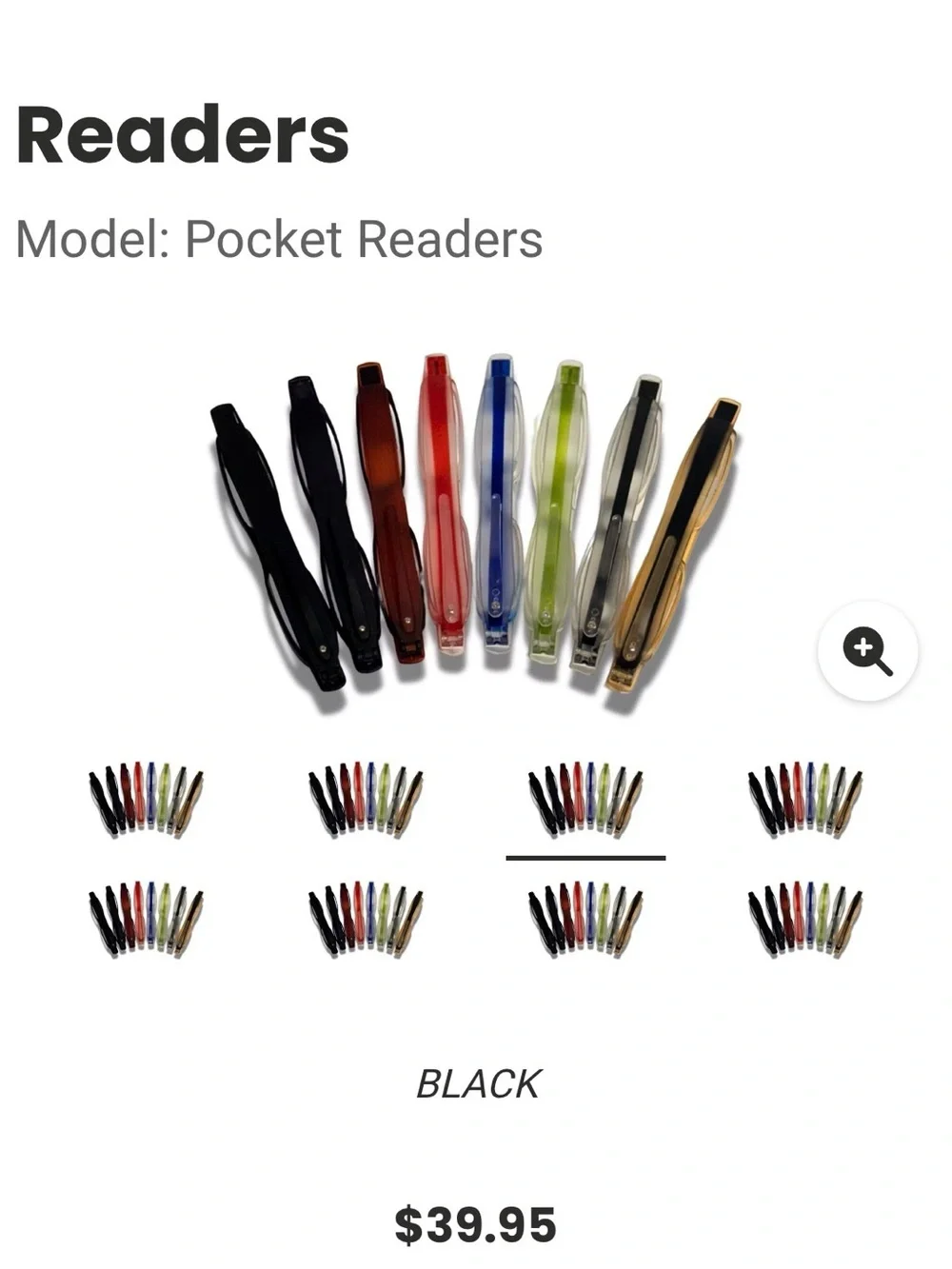 Sleek Black Smart Reading Glasses with Integrated Temples 2.50